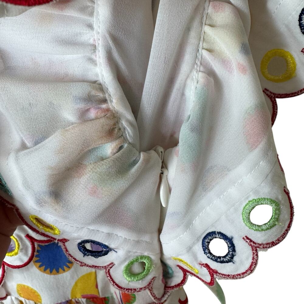 CeliaB Tervos Dress White Moon  Print Scallops Small - Picture 5 of 10